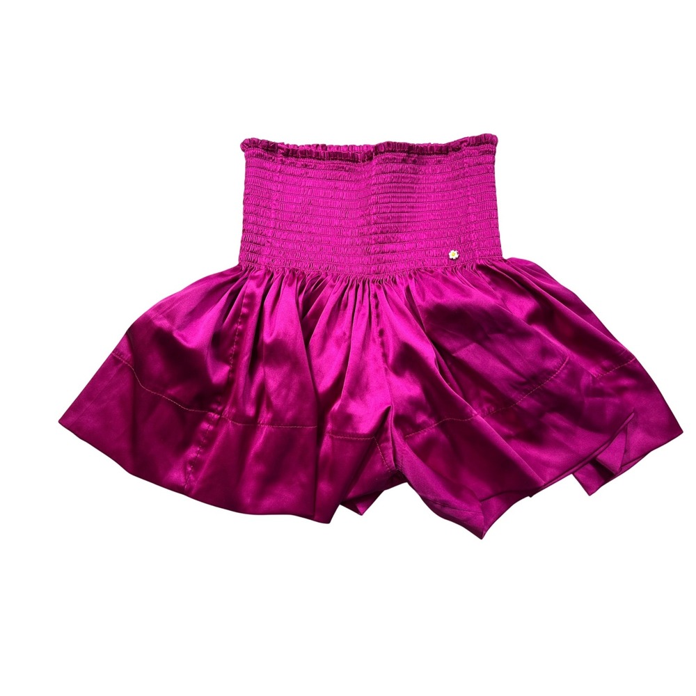 Natural Life Satin Hot Pink‎ Shorts Womens XS Smocked Waist Barbiecore Flowy
